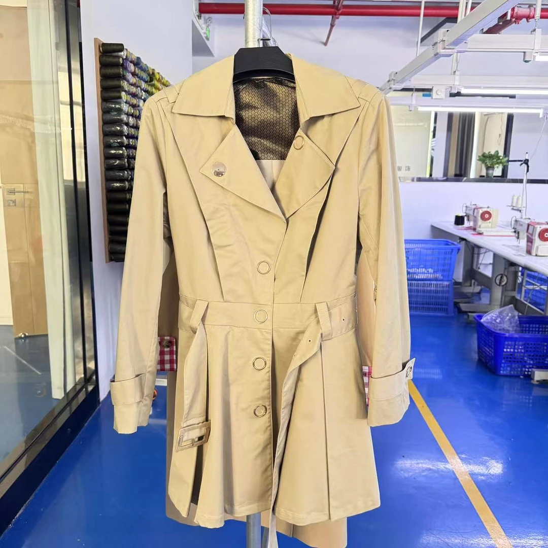 韩版女装风衣外套厚款宽松型女士长款极简风常规款