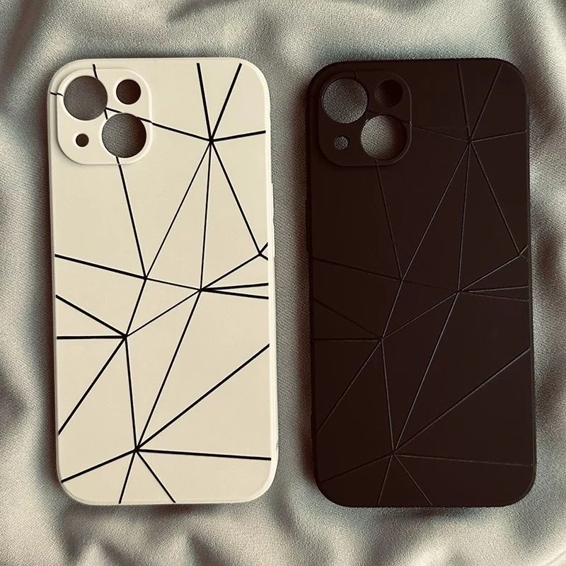 不规则线条苹果16手机壳iPhone15/13全包14Promax魔方软壳潮