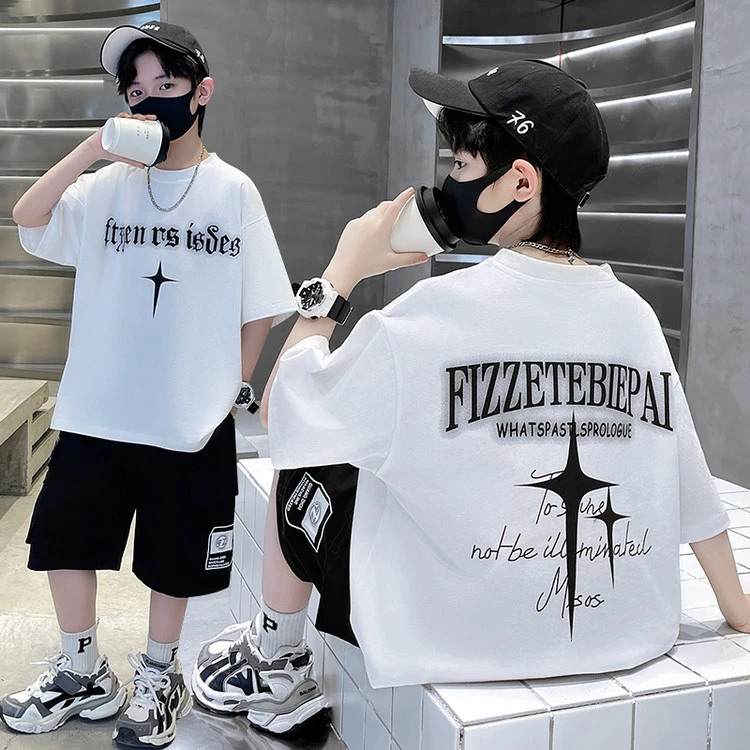 男童洋气帅气短袖t恤韩版儿童短袖T恤夏季圆领休闲童装男孩半袖