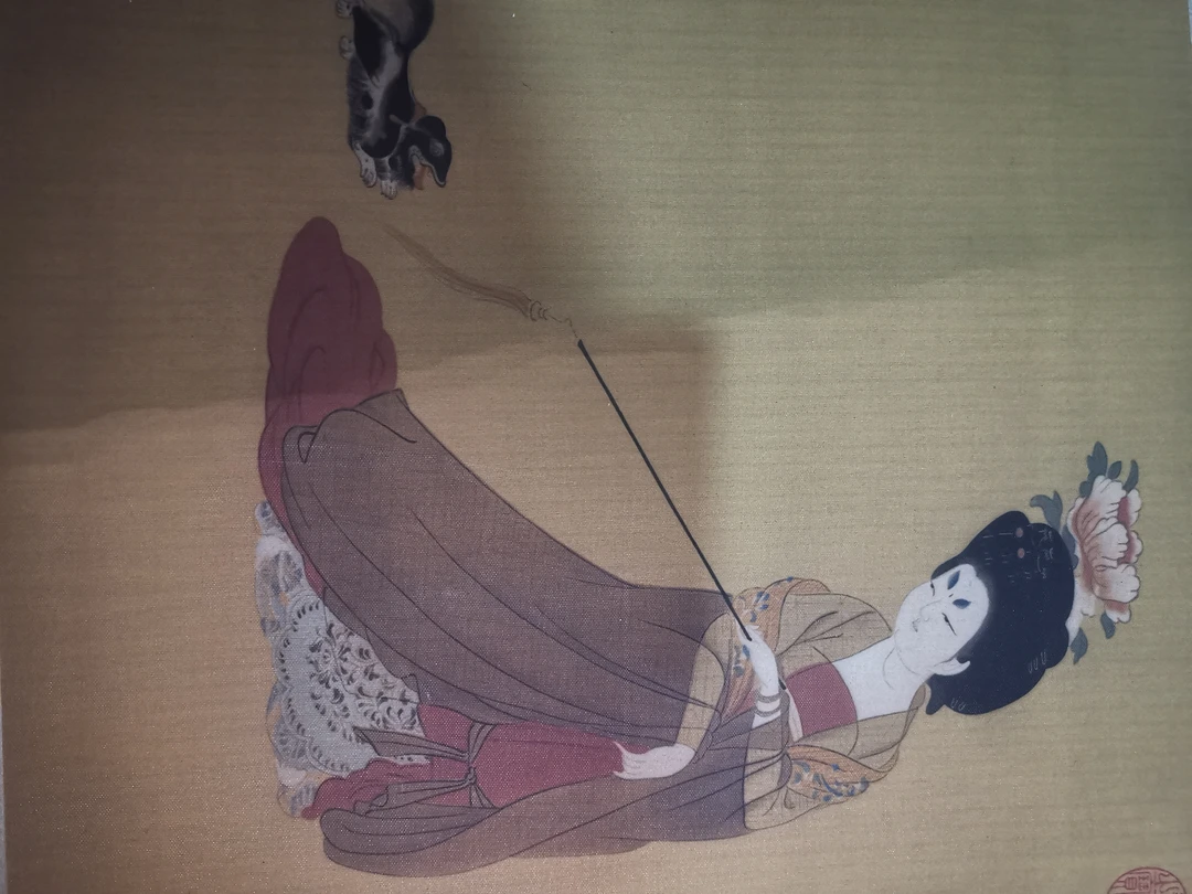 锦丝手卷唐工仕女装饰画.手工装裱.复刻古画