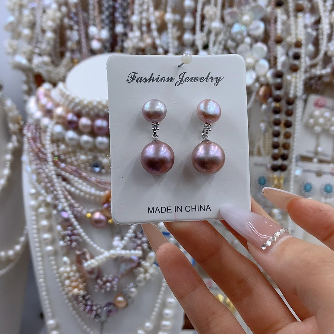 银S925镶嵌淡水珍珠项链耳饰