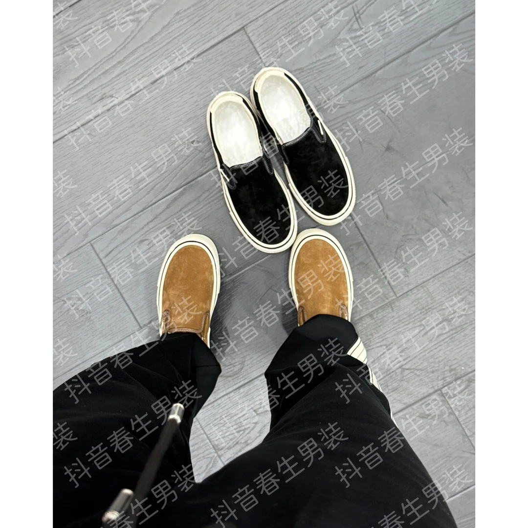 2025早秋新款时尚休闲百搭净版一脚蹬翻毛男士板鞋