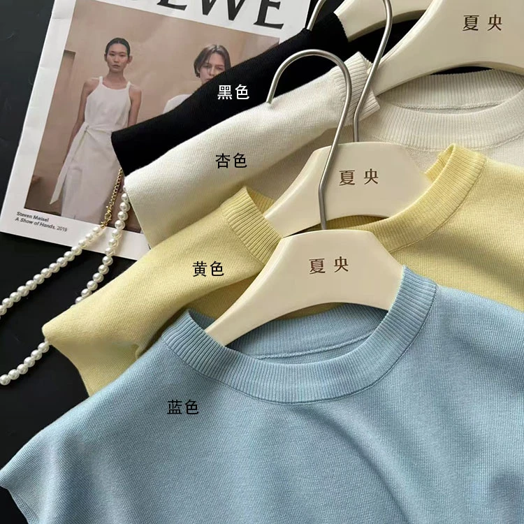 【夏央旗舰店】莱赛尔天丝针织圆领短袖上衣舒适透气夏季女装9907