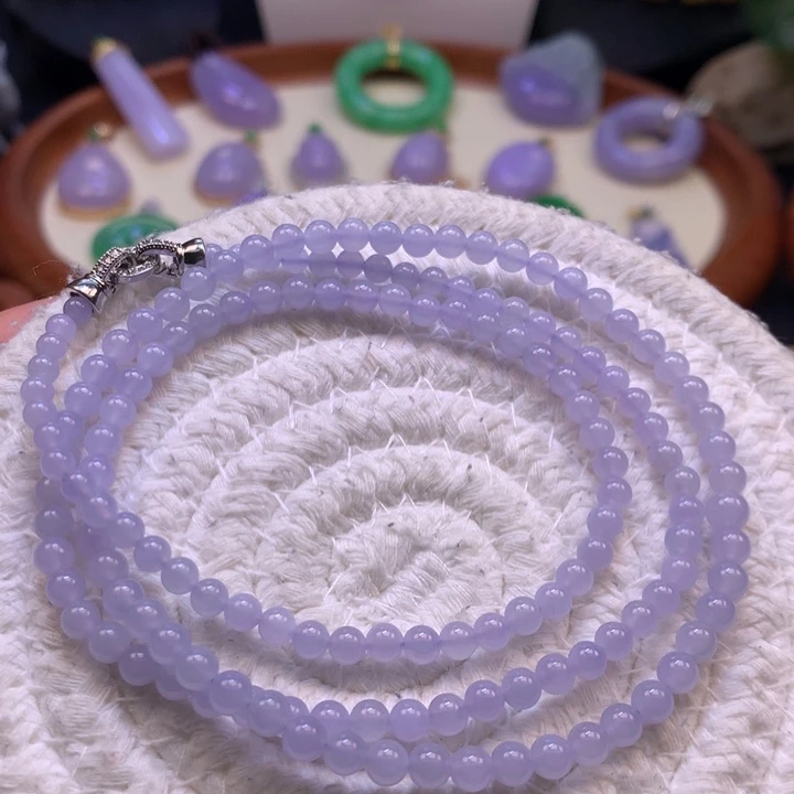 翡翠颈饰未镶嵌冰紫珠链