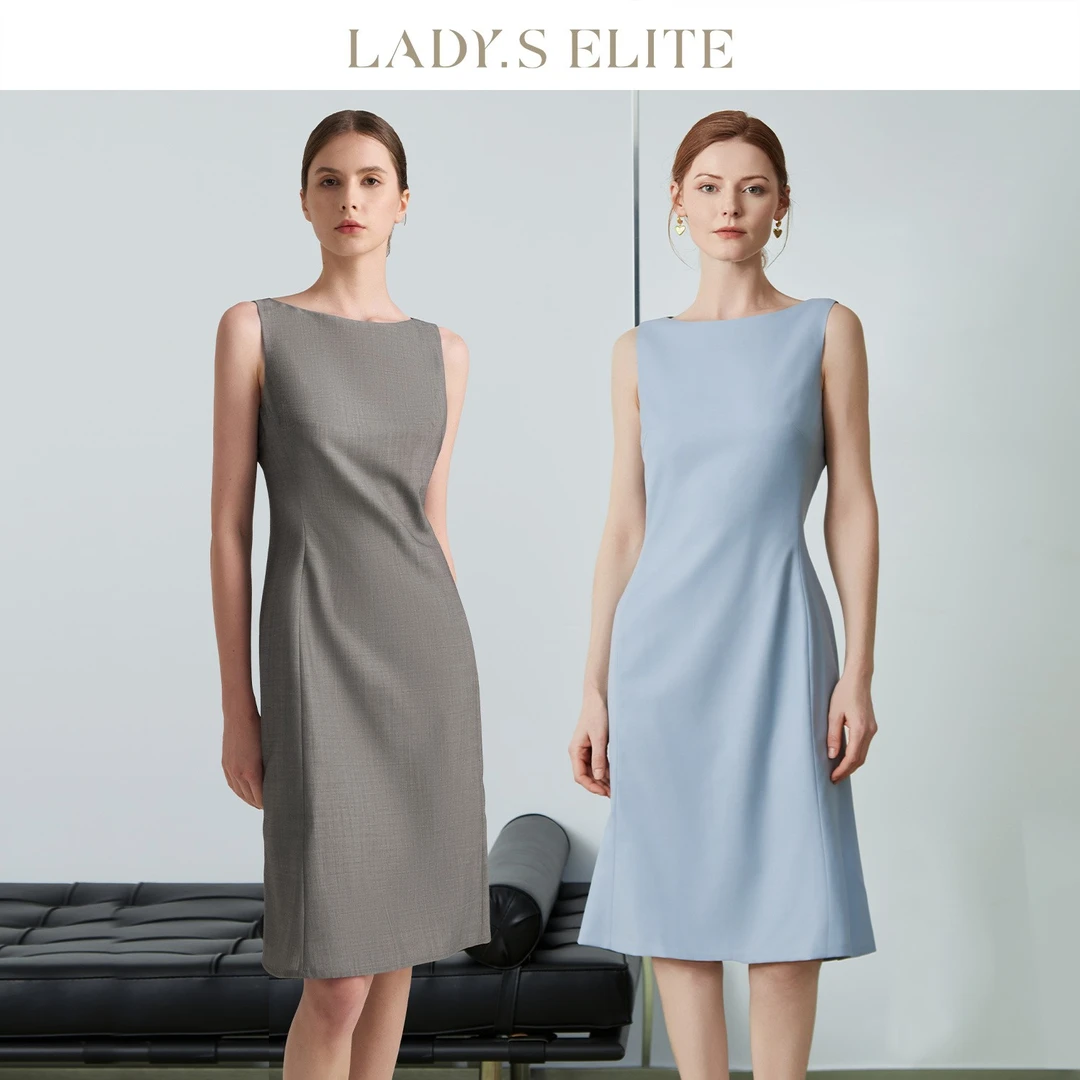 LadySElite【纸片人】格雷灰经典羊毛西装连衣裙女2025新款秋外套