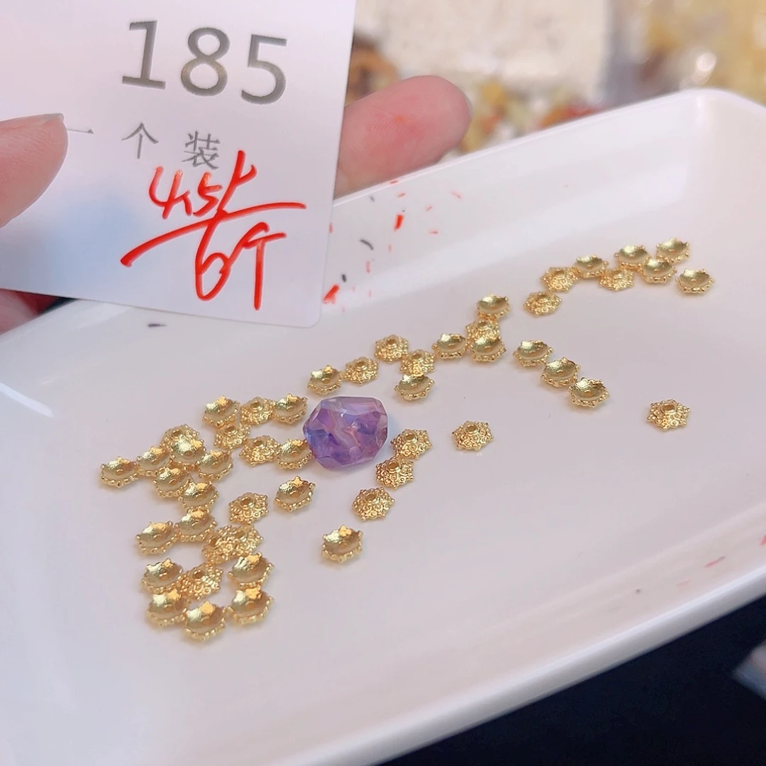 水晶珠宝半成品银S925镀金镶嵌185 。