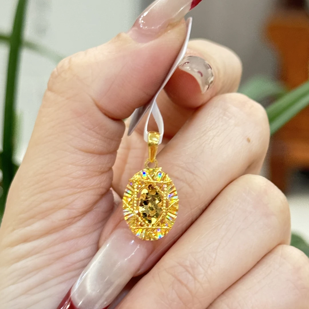 F【幻彩碎冰鸽子蛋吊坠】--足金999精工5