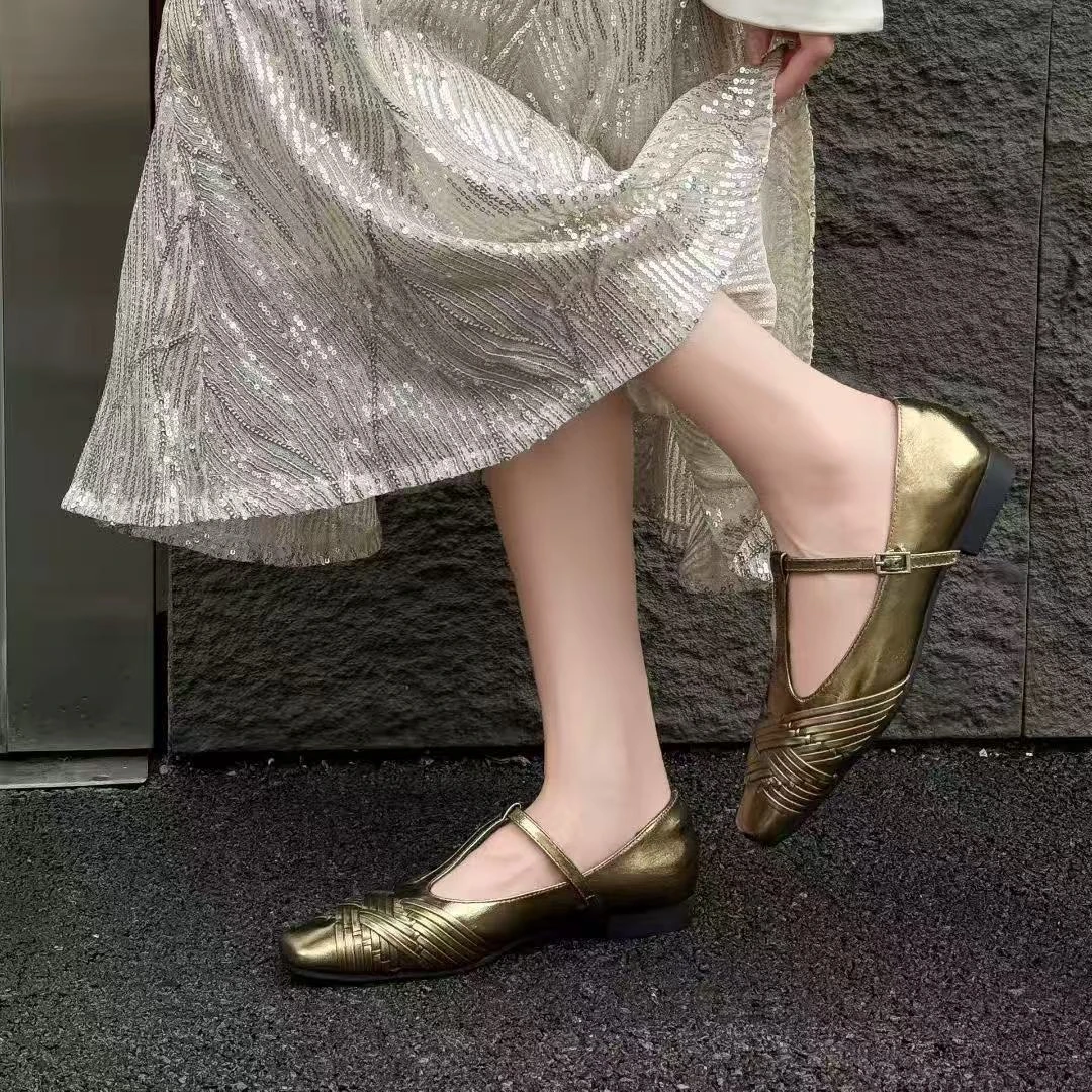 C9613  金色 时尚玛丽珍单鞋2025新款舒适法式浅口女鞋