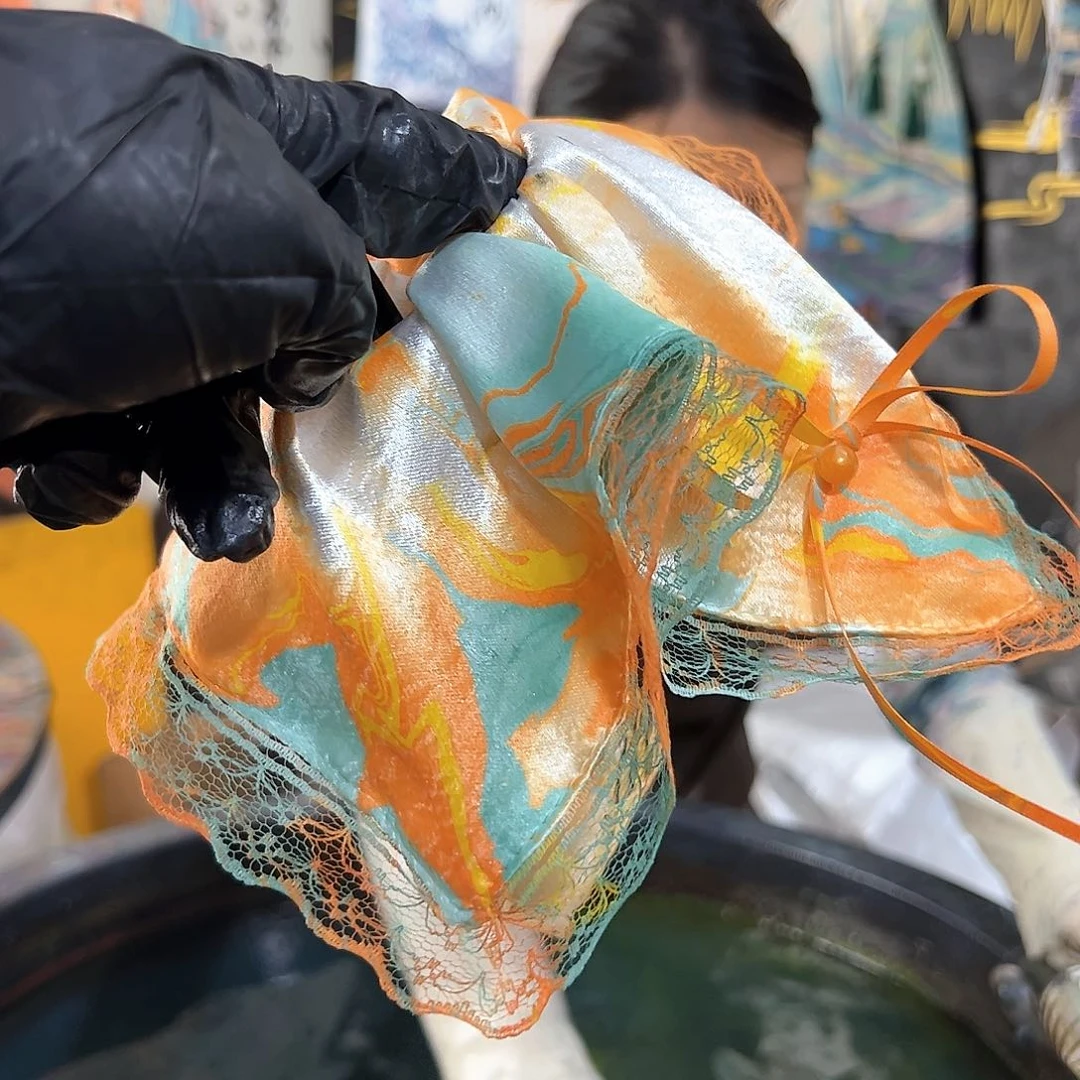 605蕾丝方巾发圈橘子海