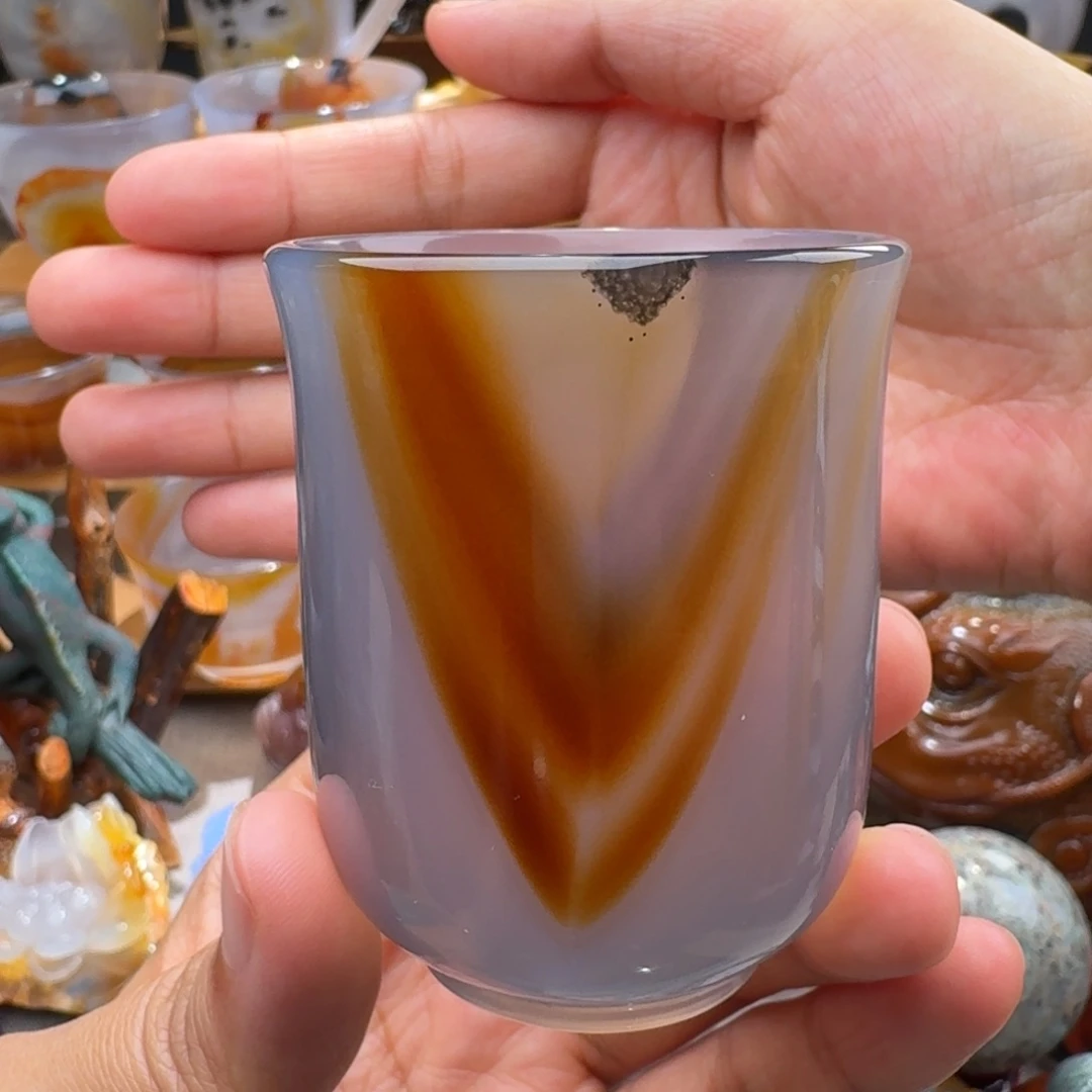 玛瑙/玉髓玛瑙茶杯70毫升未镶嵌