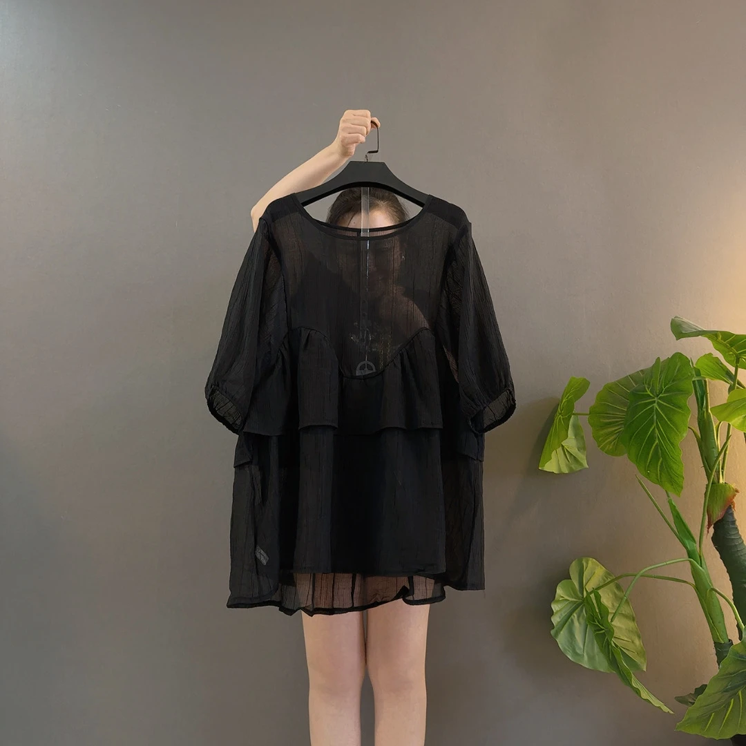 微透宽松型默认服装版型T恤显瘦夏装宽松大码薄款