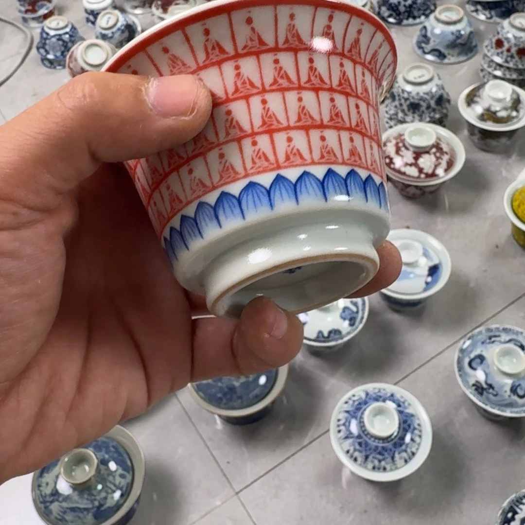 摆件欢**柒景德镇千佛两才盖碗