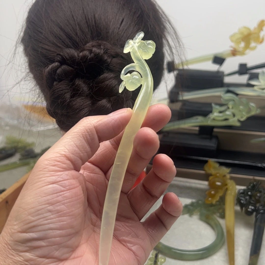 未镶嵌岫玉福利发簪加***子