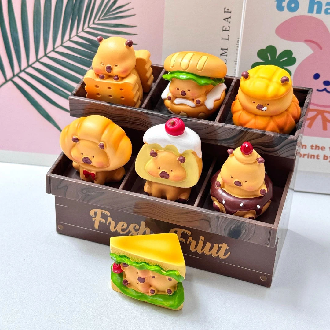 【对对碰】卡皮巴拉豚豚烘焙坊品配件可爱萌粒摆件潮玩挂件盲袋树脂