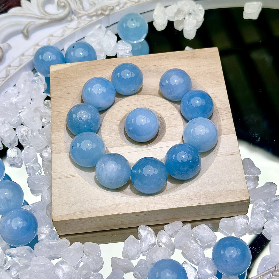 天然蓝天白云海蓝宝散珠单颗【单颗装】多样性发一