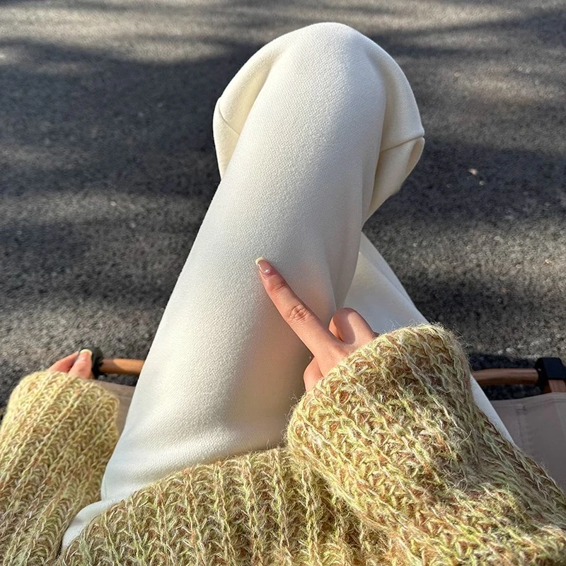 毛呢孕妇裤子女秋冬款加绒加厚休闲垂感孕妇直筒裤孕妇窄版阔腿裤