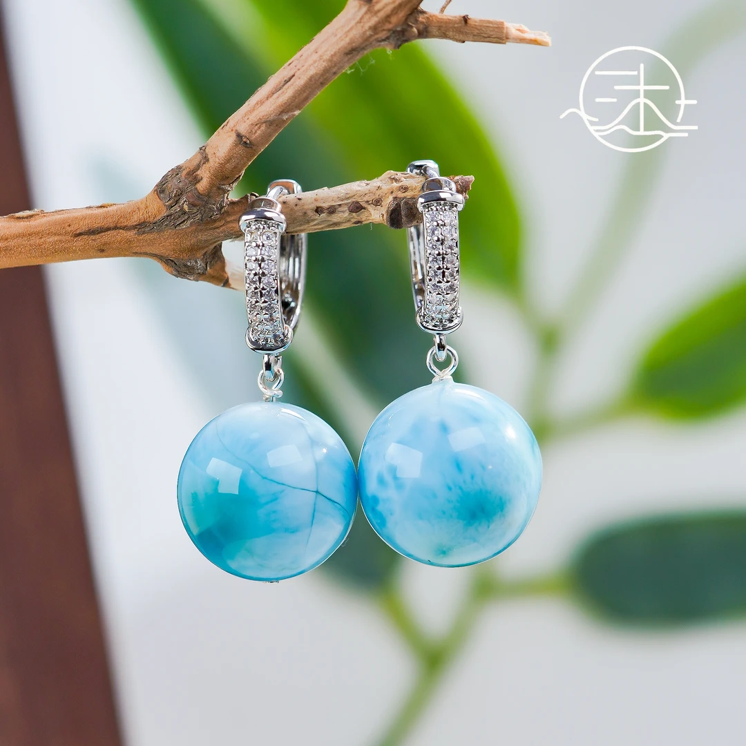 木润【海纹石】天然海纹石耳坠 备用