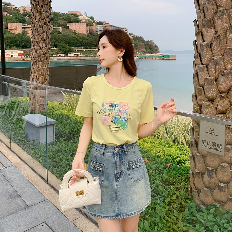 奢姿2024夏装新款大码女装字母印花减龄T恤胖妹妹百搭时尚上衣