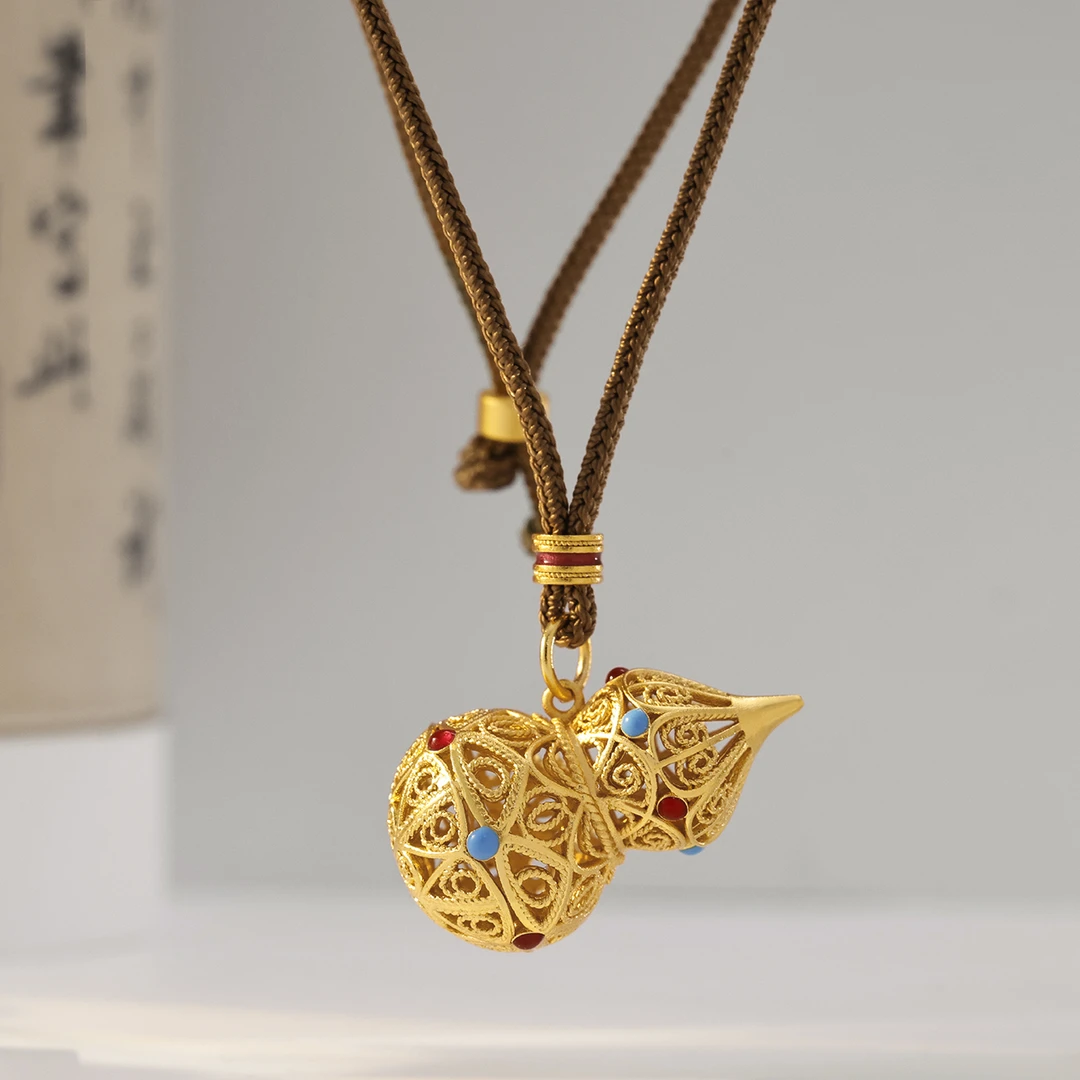 铜合金项链 「 天工葫芦」镂空心项链女款气质轻奢复古法高端装饰品