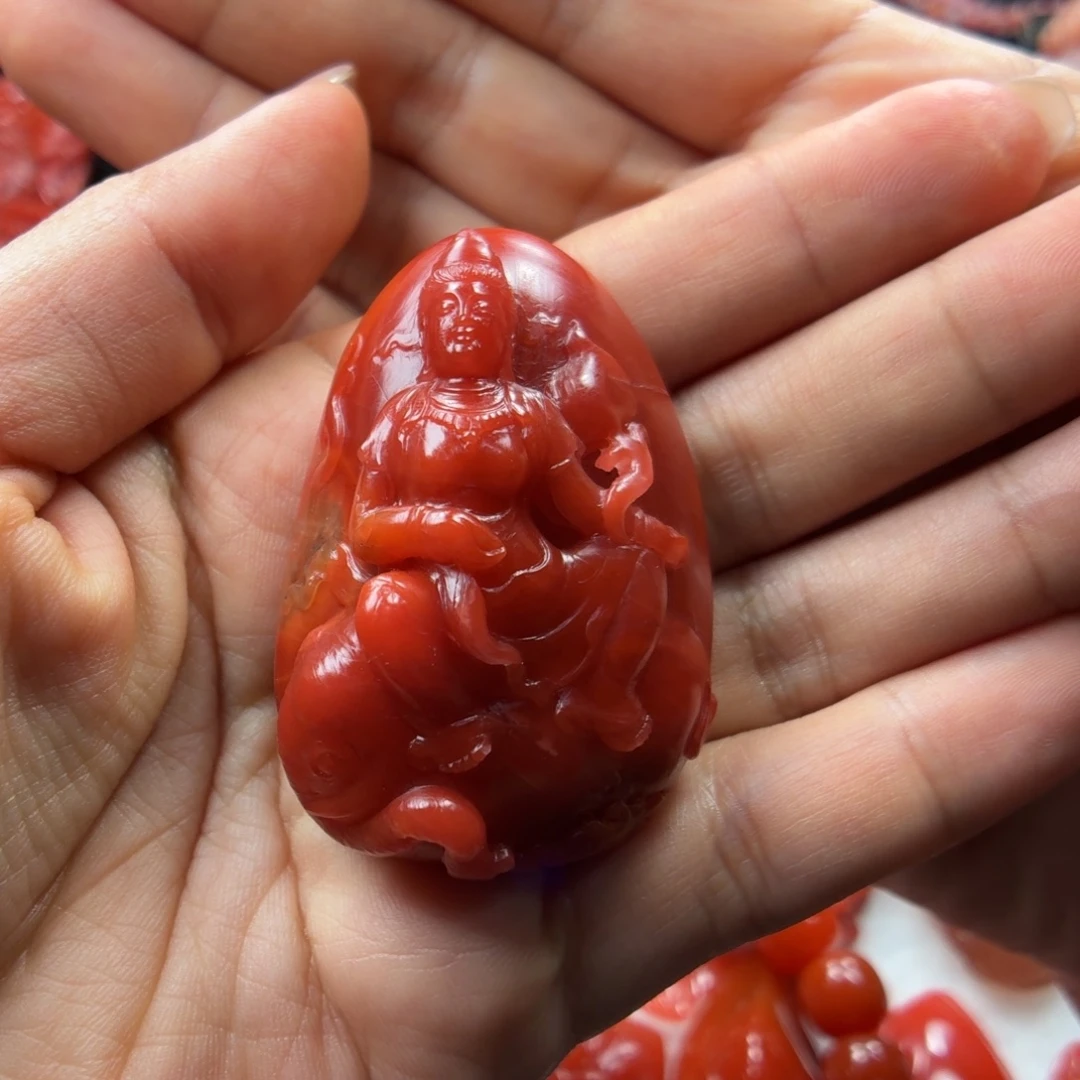 北***星南红玛瑙未镶嵌挂件