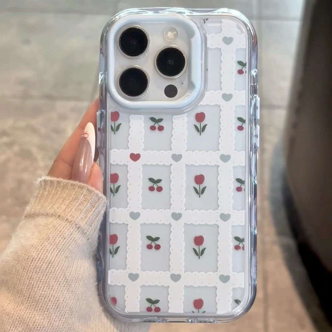 壳望奶油果冻壳条纹樱桃适用苹果iPhone15手机壳16新款14防摔16