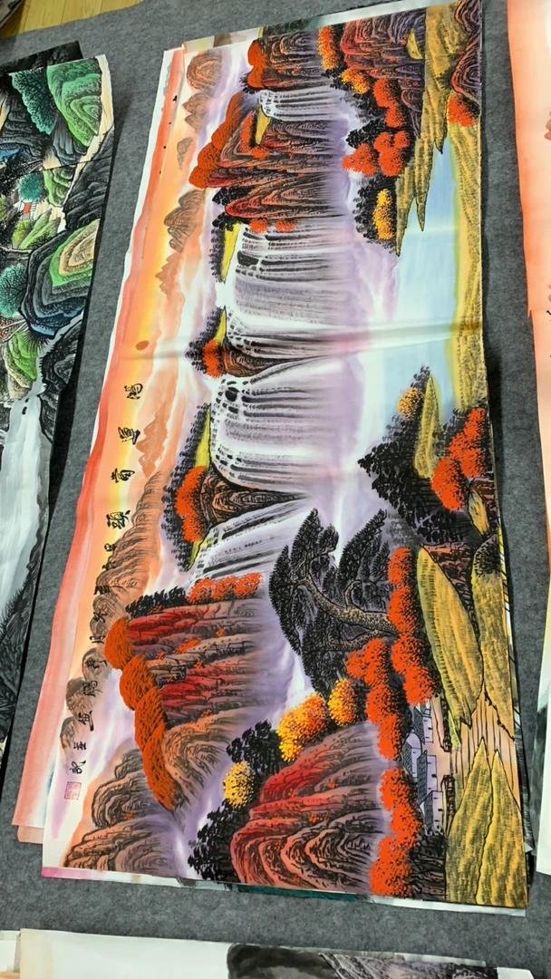 《鸿运当头》画芯尺寸：180cm*70cm山水画客厅办公室客厅背景墙挂画