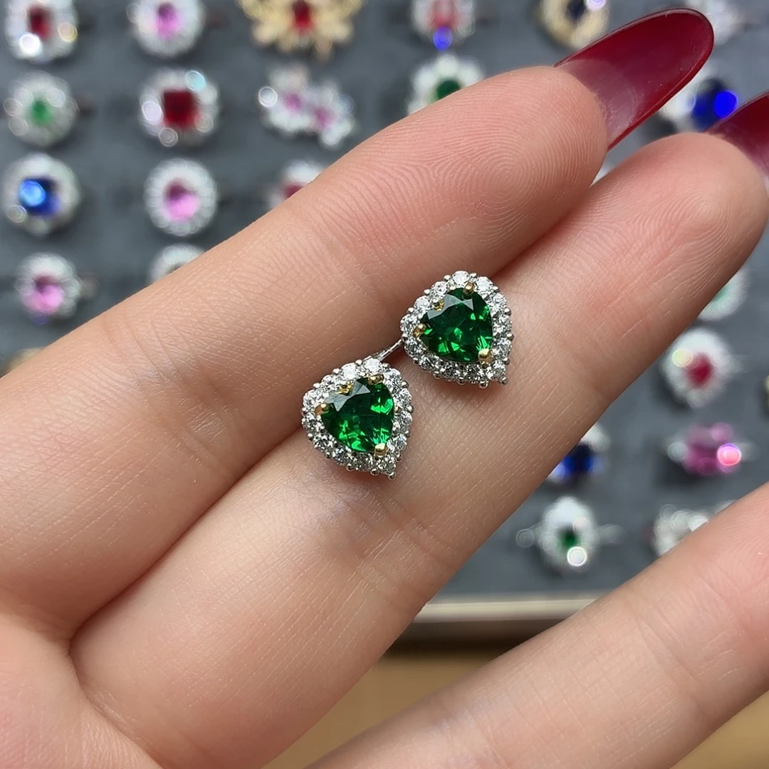 925银培育祖母绿色宝石