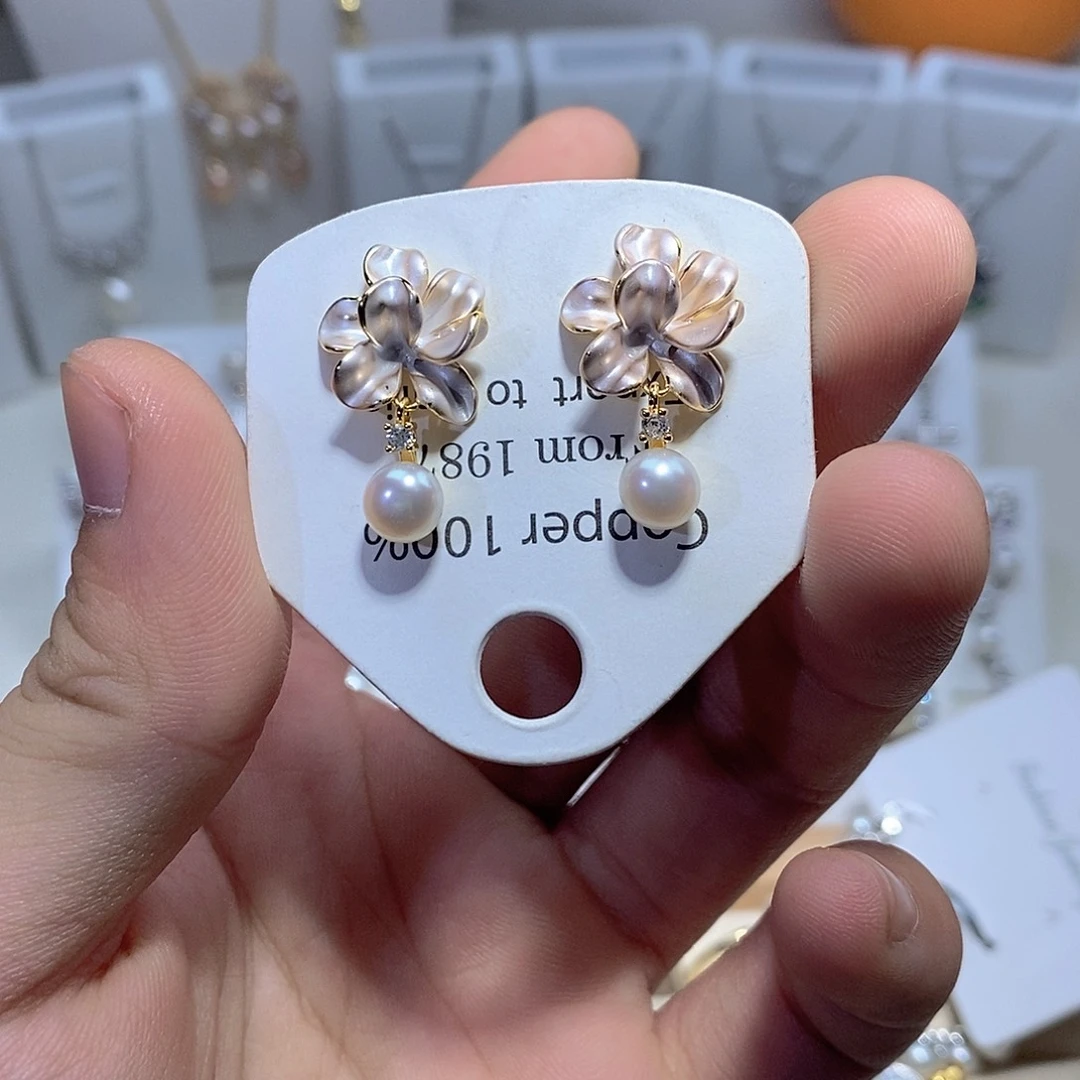 耳饰淡水珍珠银S925镶嵌