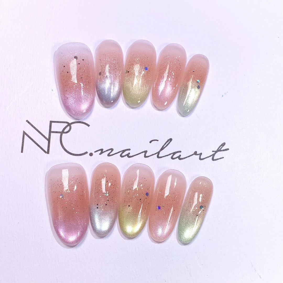 【元汽彩虹】春夏新款纯欲猫眼气质显白纯手工穿戴美甲贴