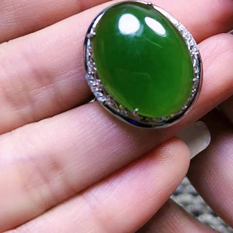 和田玉银S925镶嵌戒指