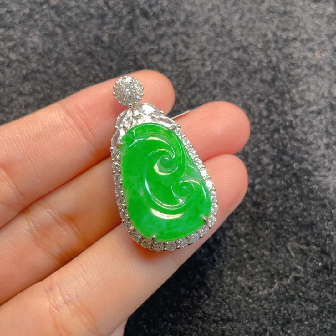 纯天然A货翡翠如意吊坠1418