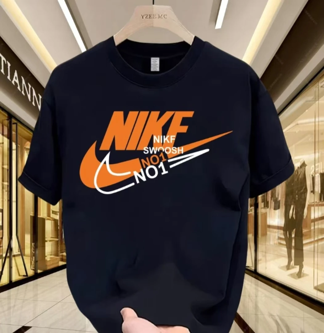 【六哥】潮流圆领T恤男女同款情侣装纯棉夏季T恤休闲宽松印花-105