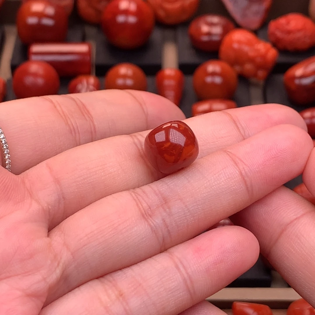 南红玛瑙未镶嵌原矿老型单珠12mm