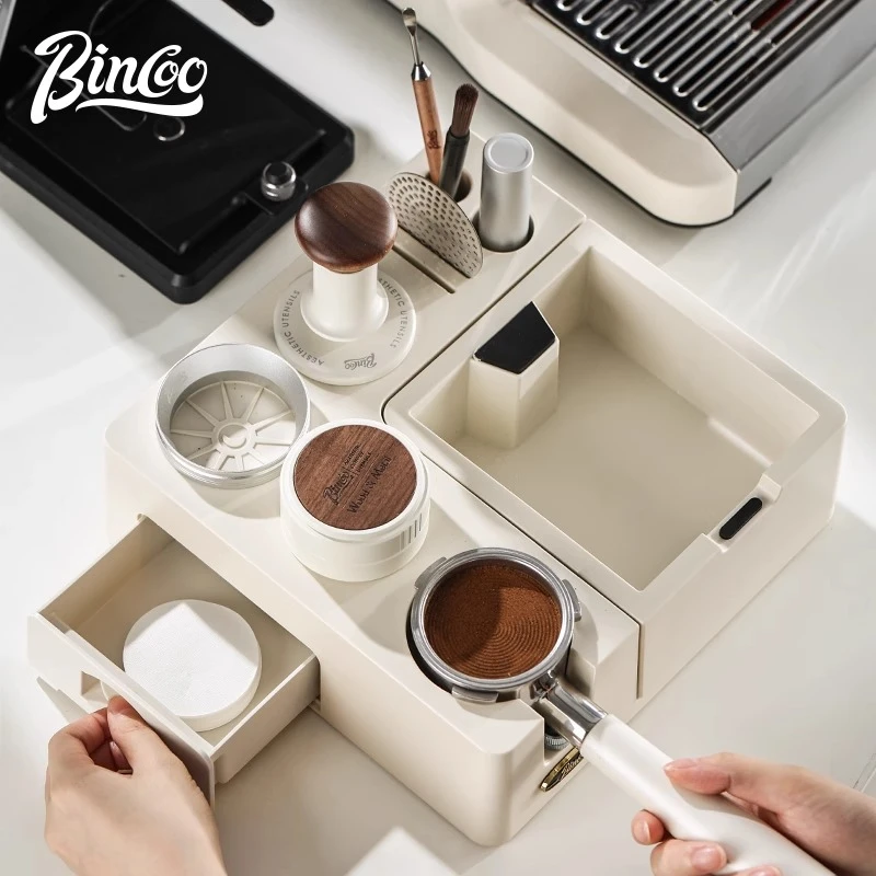 Bincoo多功能咖啡压粉底座敲渣盒布粉器压粉器手柄支架收纳盒简约