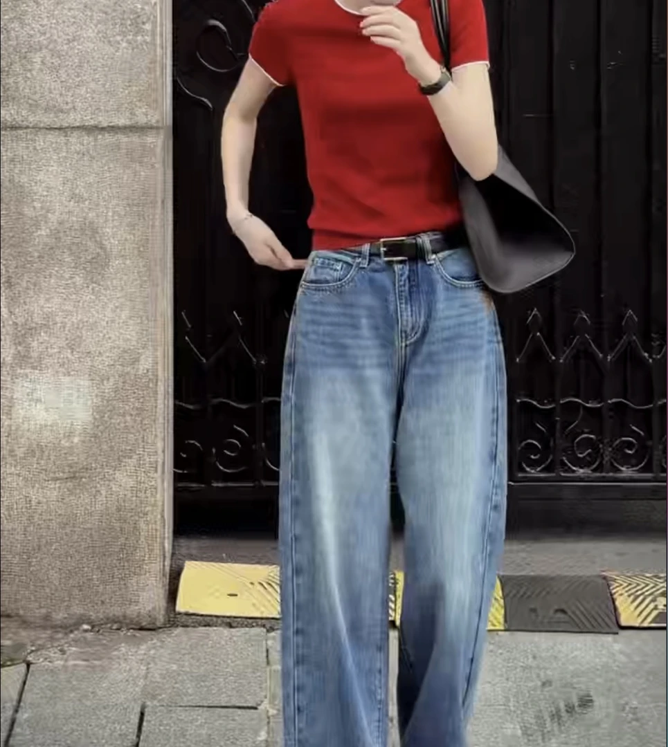 新款修身显瘦上衣宽松百搭阔腿裤女装1
