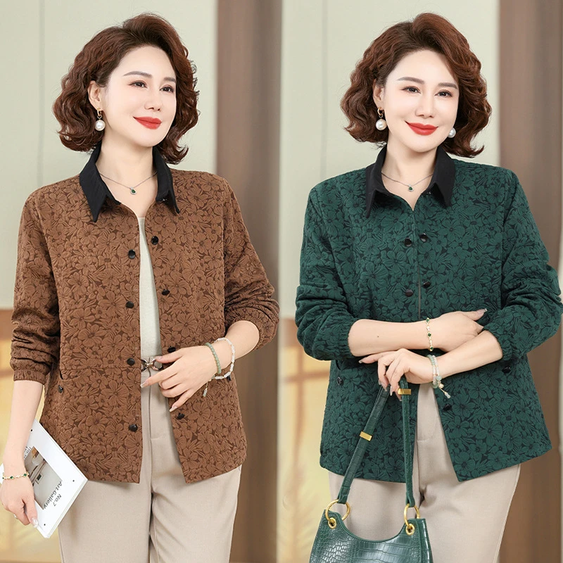 中老年女装春装新款休闲百搭外套时尚妈妈装宽松大码显瘦长袖上衣