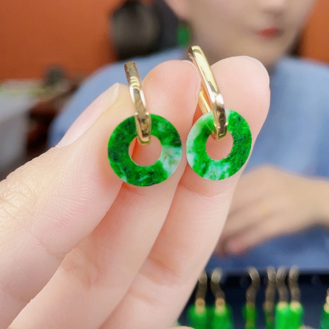 翡翠未镶嵌耳饰饰品