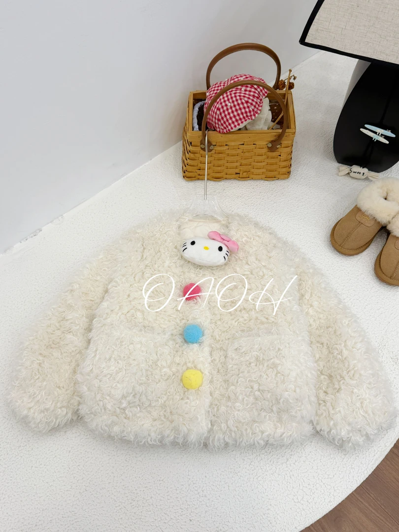 OAOH【现货】女童秋冬棉服洋气女生儿童冬季加厚毛毛棉服W1C8873