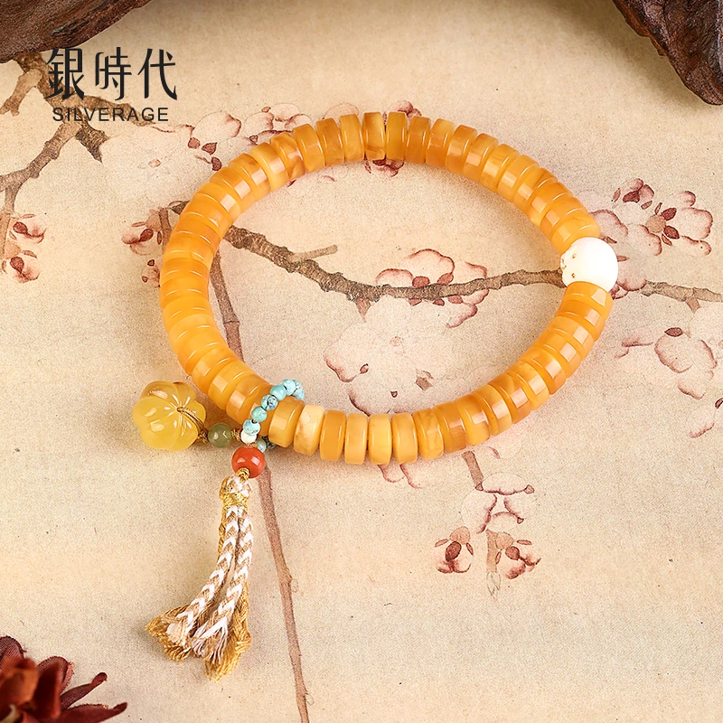 皇金万两 蜜蜡算盘珠手串