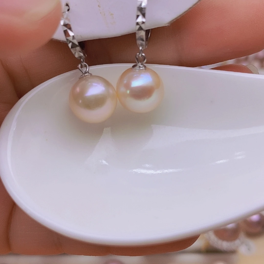 银S925镶嵌耳饰淡水珍珠