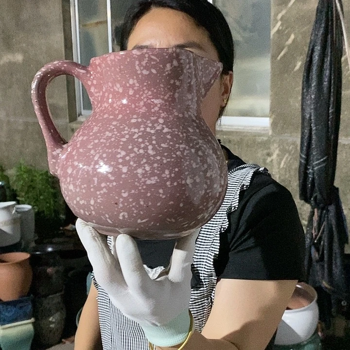 紫砂花盆瑕疵口12高17