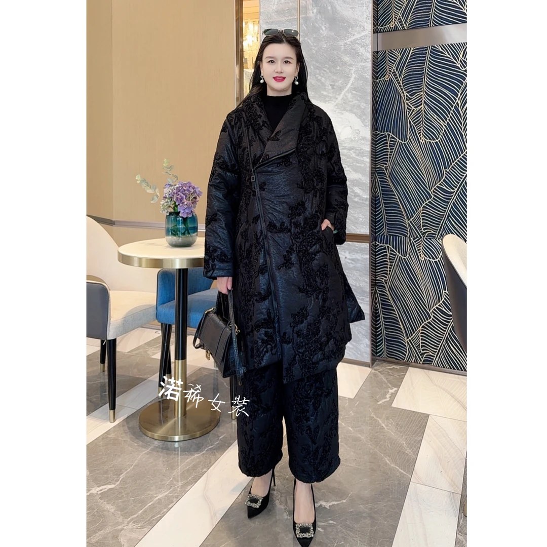 2025冬季新款复古加棉高端重工提花刺绣宽松百搭中长款外套
