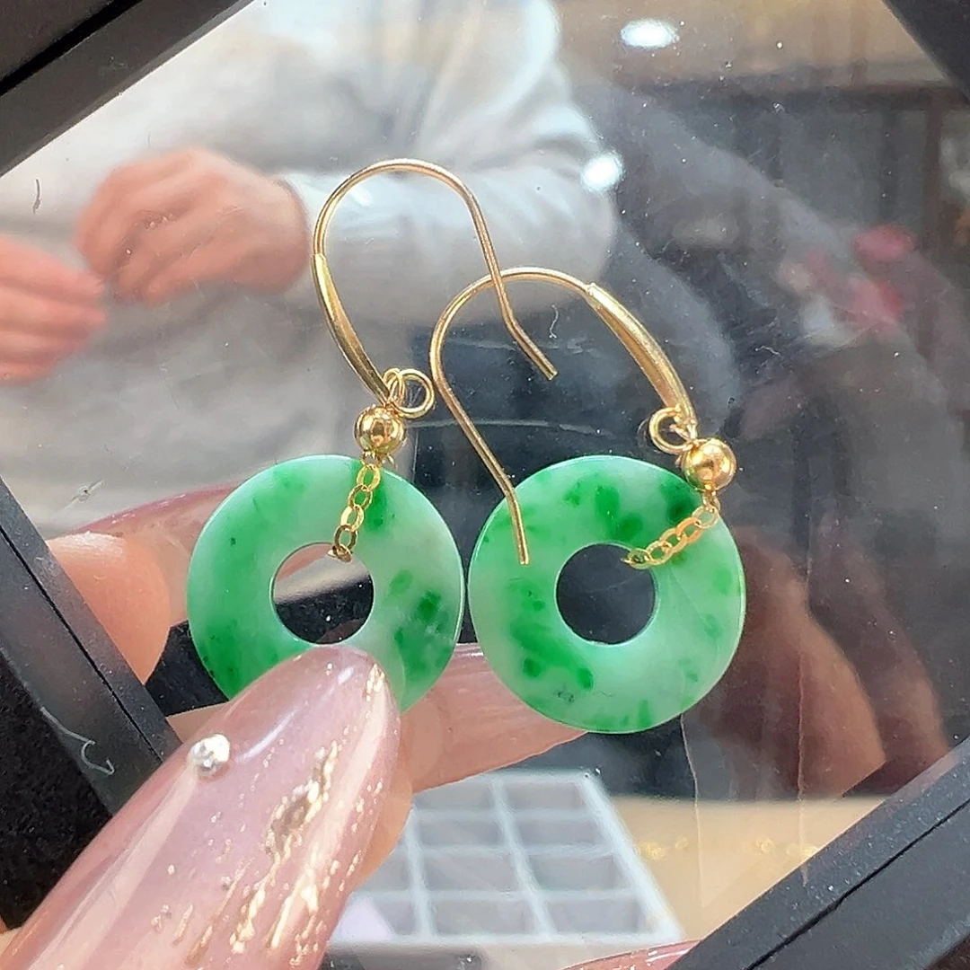 翡翠耳饰18K金镶嵌耳环15