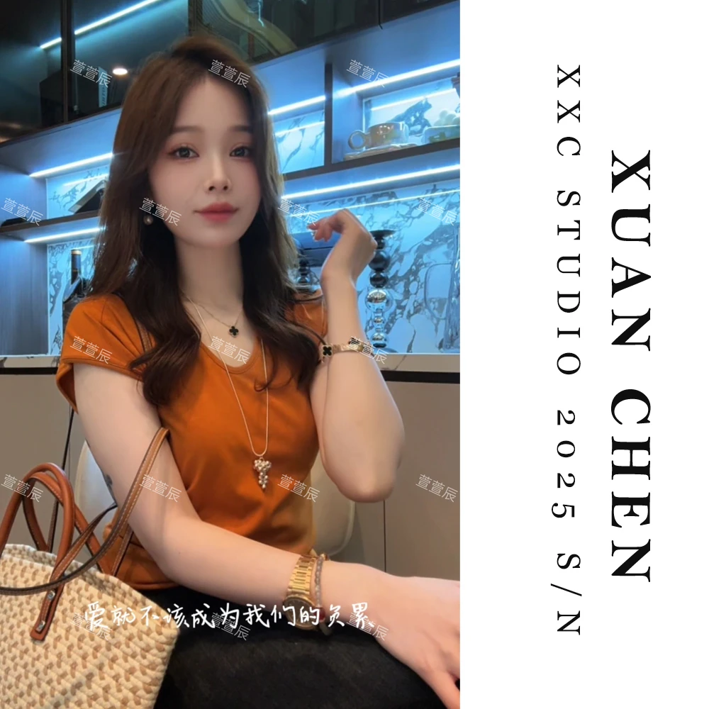 【色彩都市A】夏季基础款显瘦T恤韩版时尚百搭女士短袖上衣#8290