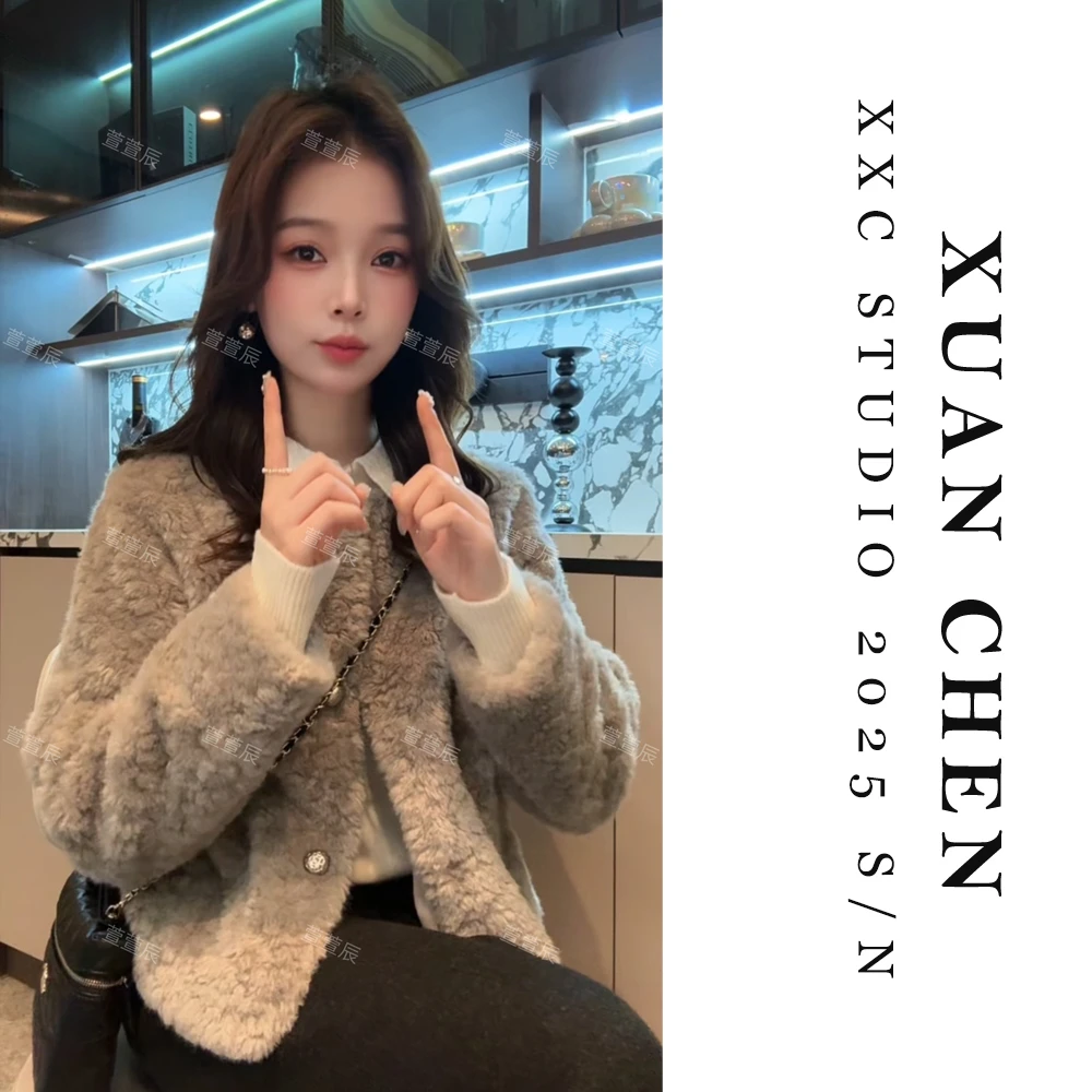 【浅沫时光】女士网红款外套法式轻奢ins风短款毛毛外套#9179