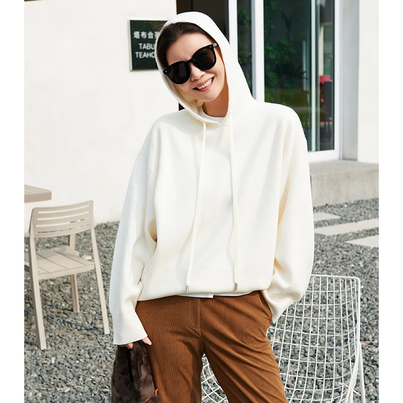 VESSI金社长云柔高克重双纱并捻宽松百搭休闲慵懒连帽卫衣