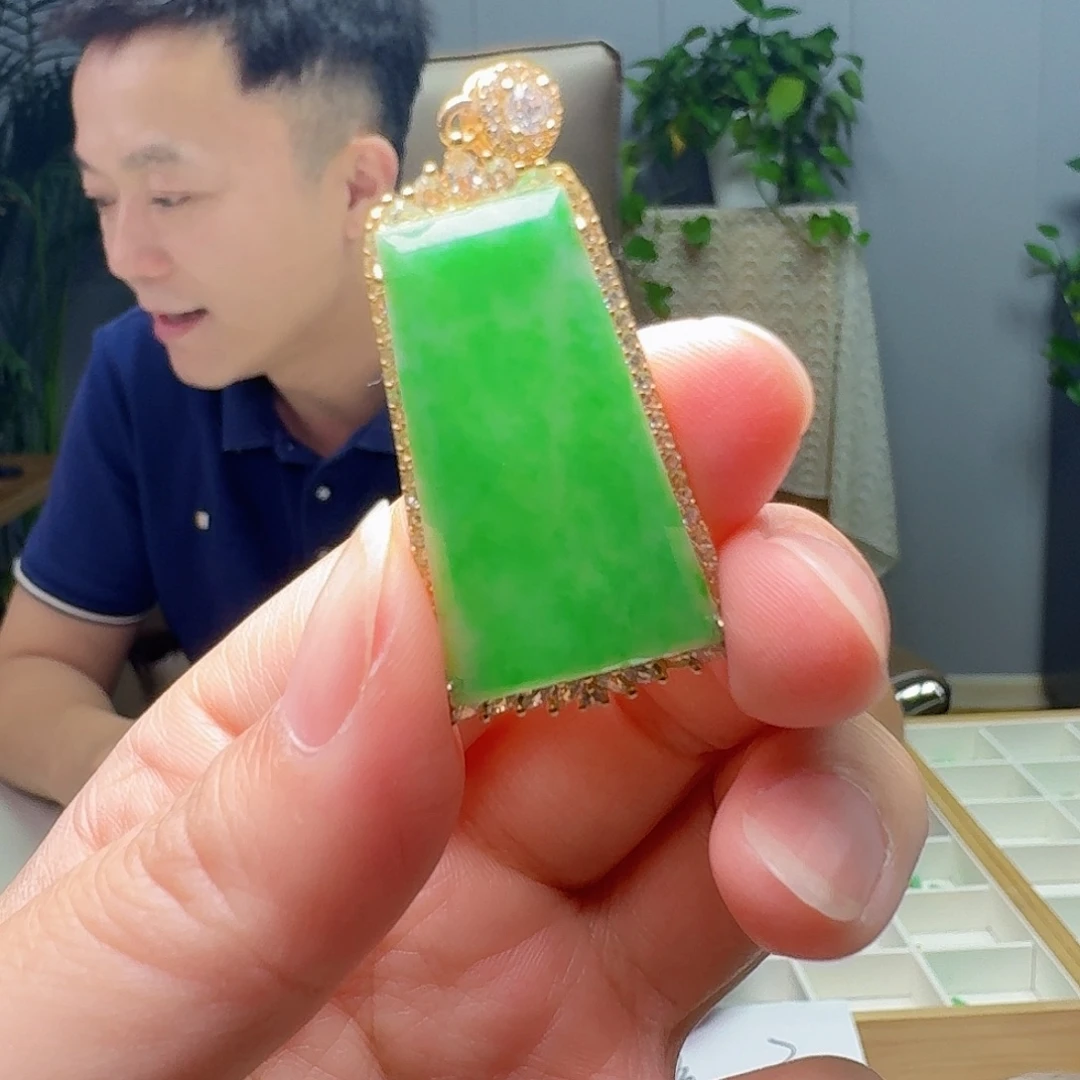 吊坠(不含链)银S925镶嵌翡翠天然