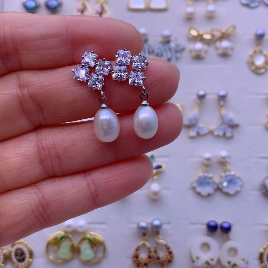 淡水珍珠耳饰合金