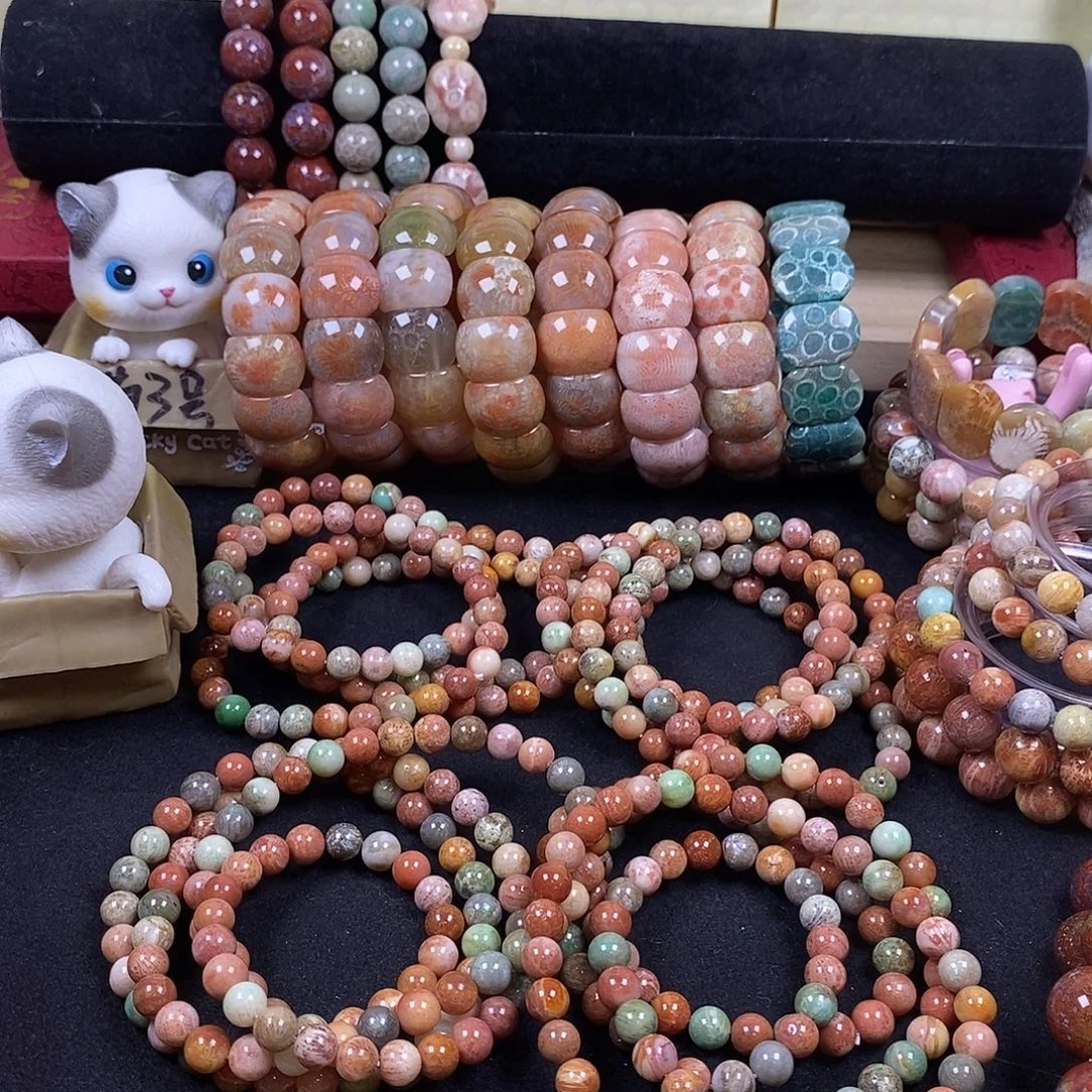 观***宝未镶嵌108颗硅化珊瑚（珊瑚玉）