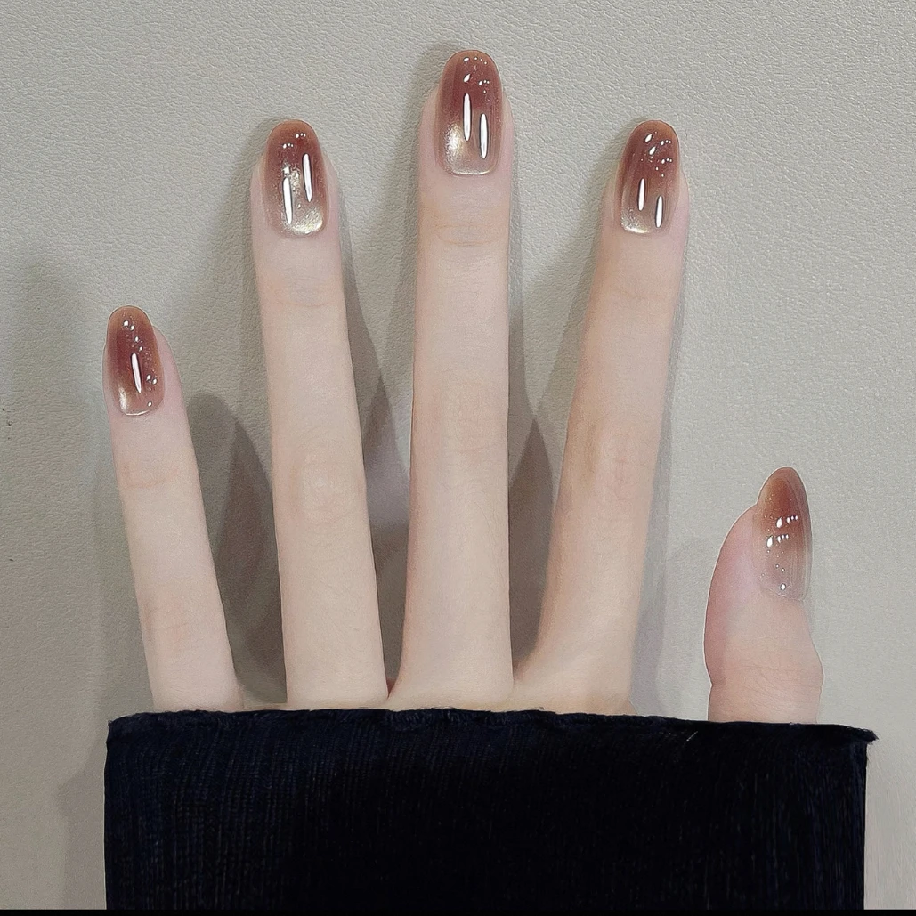 【10片】电镀焦糖S022纯欲高级显白气质精致纯手工穿戴甲